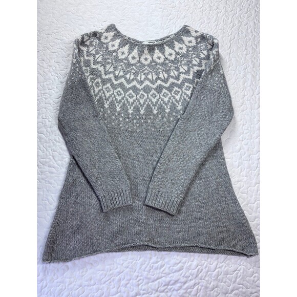 Sonoma Grey White Flowy Fairisle Soft Knit Sweater size small - Picture 1 of 5